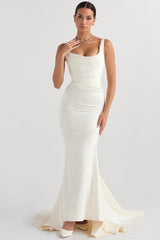 Emilie Off White Satin Mermaid Bridal Gown