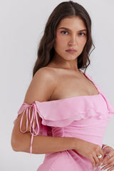 Kalena Cotton Candy Off Shoulder Mini Dress
