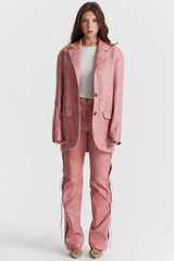 Kiera Warm Pink Vegan Leather Oversized Blazer