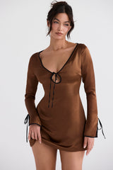 Sakina Copper Satin Mini Dress