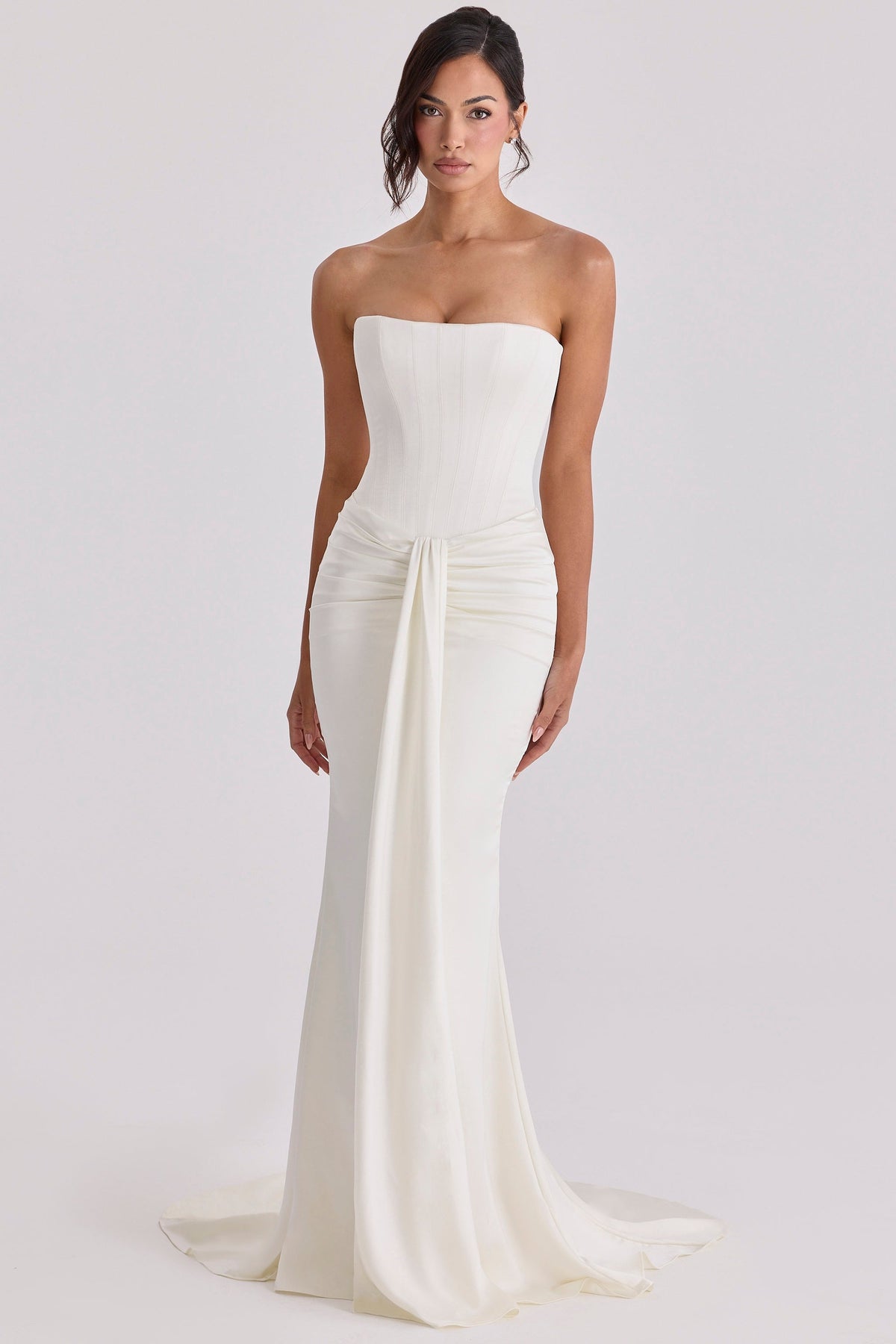 Camellia Ivory Strapless Satin Bridal Gown