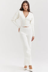 Vanna Off White Cotton Knitted Trousers