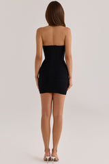 The Contour Black Sculpting Halter V Waist Mini Bandage Dress