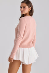 Lumi White Cotton Flared Mini Shorts