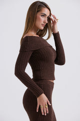 Saffron Chocolate Soft Boucle Knit Top
