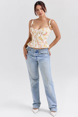 Gigou Royal Rose Print Peplum Cotton Corset