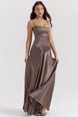Anabella Smoke Lace Up Maxi Dress
