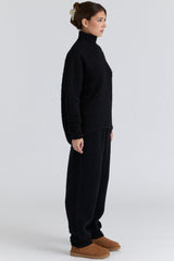 Brooklyn Black Wool Boucle Knit Sweater