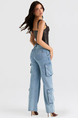 Ria Blue Washed Utility Jeans