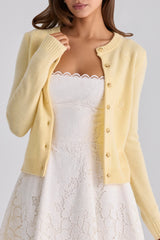 Poppie Lemon Wool + Cashmere Floral Embroidered Cardigan
