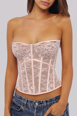 Ayana Pink Lace Boned Corset Top