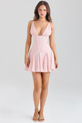 Samida Pink Satin Corset Mini Dress