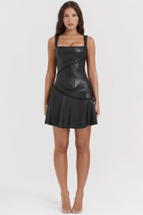 Nova Black Vegan Leather Mini Skirt