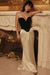Sorcha Black & Champagne Corset Maxi Gown