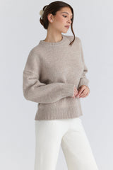 Bear Oatmeal Wool Chunky Knit Sweater