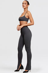Mitzi Dark Grey Ribbed Knit Leggings