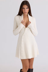 Ayla Cream Asymmetric Skater Mini Dress
