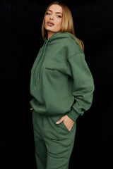 Halo Moss Cotton Fleece-Back Oversized Hoodie