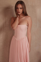 Marci Pink Pleated Midi Corset Dress