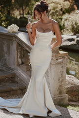 Veronique Ivory Satin Strapless Bridal Gown