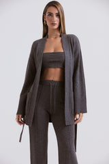 Alaia Charcoal Cashmere Blend Belted Cardigan