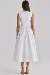 Emmy White Cotton Midi Sundress
