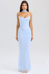 Cassidy Bluebell Fluted Hem Maxi Skirt