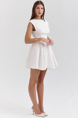 Enchant White Open Back Mini Dress