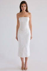 Antonie White Cotton Broderie Anglaise Midi Skirt