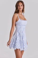 Isla Bluebell Scallop Lace Broderie Anglais Mini Sundress