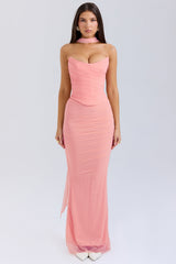 Cassidy Peach Fluted Hem Maxi Skirt