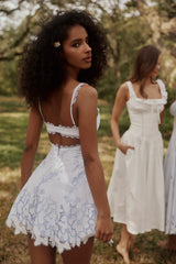 Isla Bluebell Scallop Lace Broderie Anglais Mini Sundress