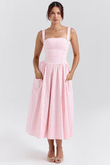 Vivien Strawberry Shortcake Gingham Midi Sundress