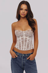 Ayana White Lace Boned Corset Top