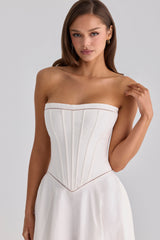 Gina White Cotton Strapless Maxi Dress