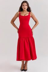 Amore Scarlet Dropped Waist Midi Dress