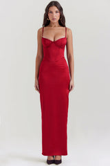 Stefania Ruby Corset Maxi Dress