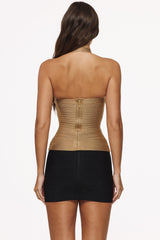 The Silhouette Gold Shimmer Halter Neck Bandage Top