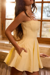 Dolly Lemon Cotton Flared Mini Sundress