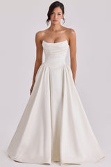 Jelena Ivory Satin Basque Waist Corset Bridal Gown