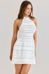 Serafina White Openwork Mini Dress