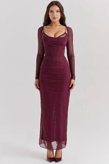 Katarina Wine Maxi Dress