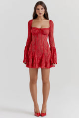 Analissa Scarlet Lace Corset Dress