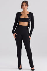 Sylvia Black Ribbed Knit Cardigan