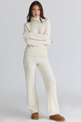 Skye Ivory Merino Wool Roll Neck Sweater