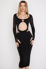 Marina Black Cutout Midi Dress