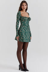 Malika Green Floral Corset Mini Dress