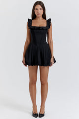 Jemima Black Pin Tuck Pleated Dress
