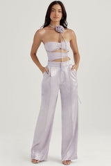 Alivia Grey Satin Trousers