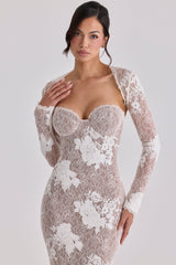 Lucienne Ivory Embroidered Lace Maxi Dress - Limited Edition